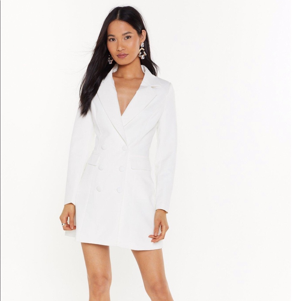 NastyGal White blazer dress